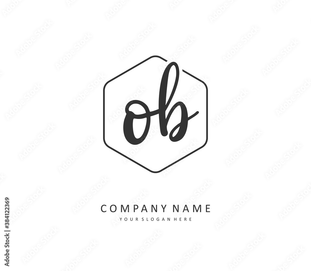 Obraz premium O B O Initial letter handwriting and signature logo. A concept handwriting initial logo with template element.