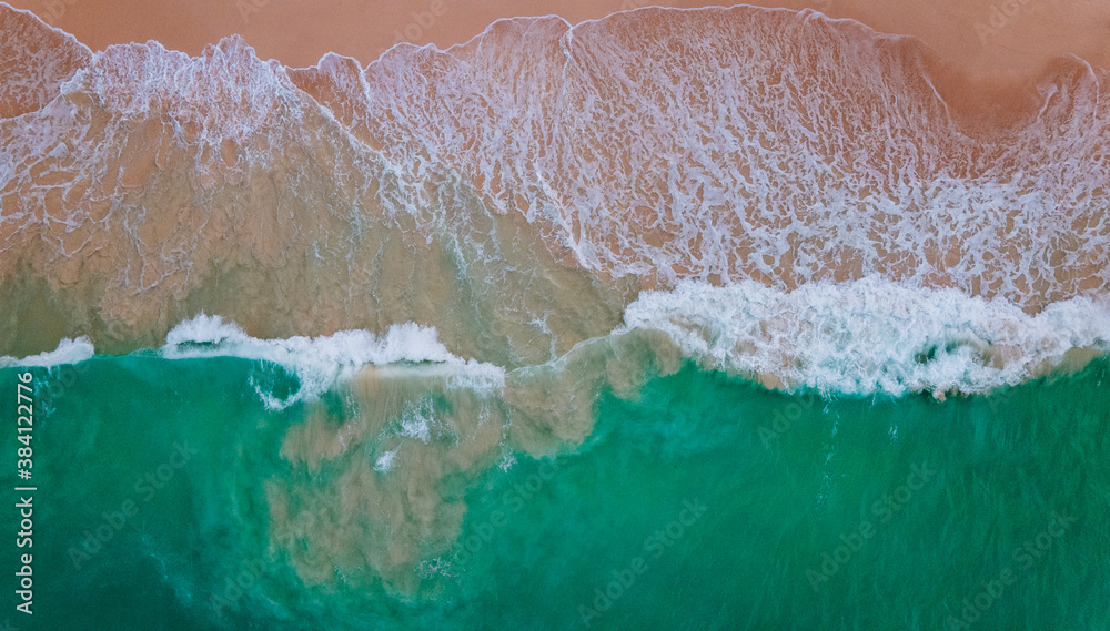 Aerial of waves on the beach, Oahu, Hawaii Aerial of waves on the beach, Oahu, Hawaii