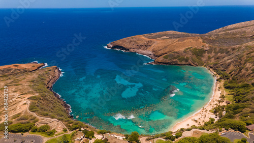 Aerial Hanauma bay, Oahu, Hawaii