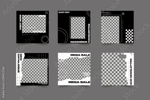 Fashion social media instagram template with torn paper bundle post Premium Vector