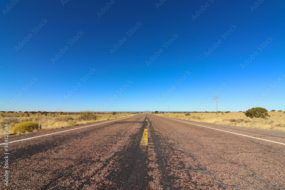 Empty road on a highway in Nevada, USA.