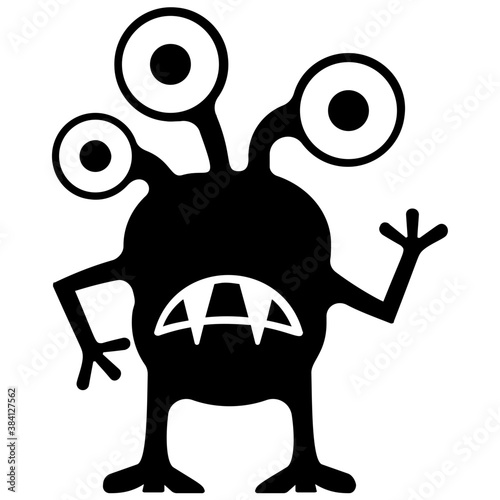
Monster having horrible face, eyed alien 
