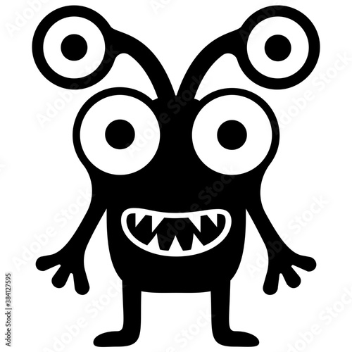 
Monster having four eyes and terrible face, cartoon monster 
