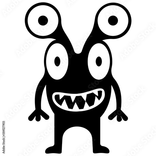 
Monster having four eyes and terrible face, cartoon monster 

