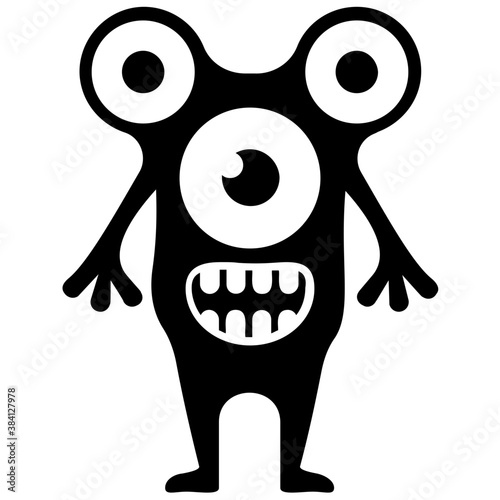 
Monster having horrible face, eyed alien 
