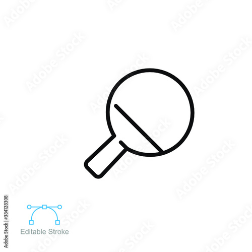 Table tennis ping pong sport icon. single ping-pong racket or bats equipment. Line style. Silhouette pictogram. Editable stroke vector illustration. Design on white background. EPS10