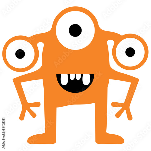 
Monster having horrible face, eyed alien 
