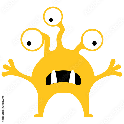 
Monster having horrible face, eyed alien 

