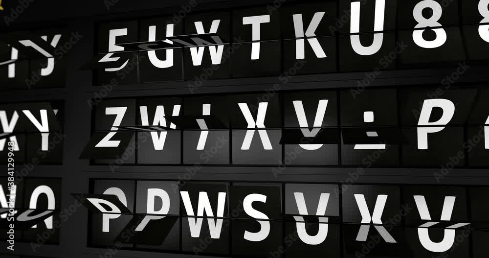 3D generated animation, analog flight information display board with the arrival city of Prague, 4 different animations 3D generated animation, analog flight information display board with the arrival city of Prague, 4 different animations