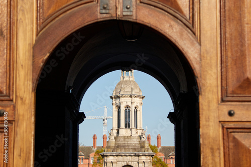 Obraz na płótnie The Campanile of Trinity College, Dublin is a bell tower and one of its most iconic landmarks w salonie
