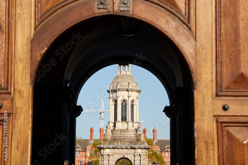 Obraz na płótnie The Campanile of Trinity College, Dublin is a bell tower and one of its most iconic landmarks w salonie