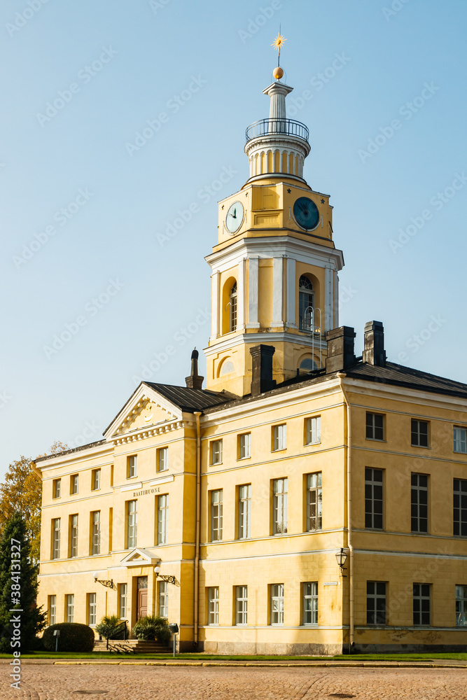 Old Town hall of Hamina at sunny autumn day, Finland