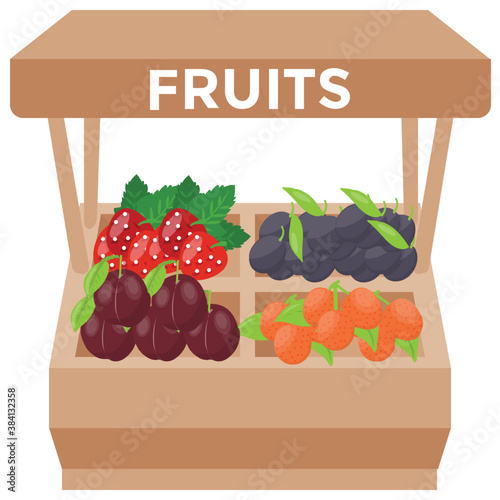 
A street stall with fruits, fruit stall 
