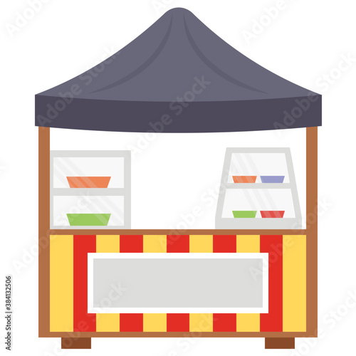 
A food stall having food pots 
