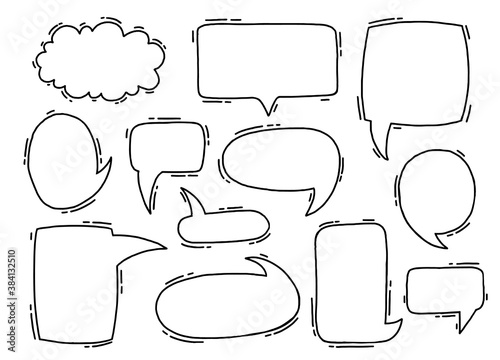 Collection hand drawn communicate speech. Design element business message.