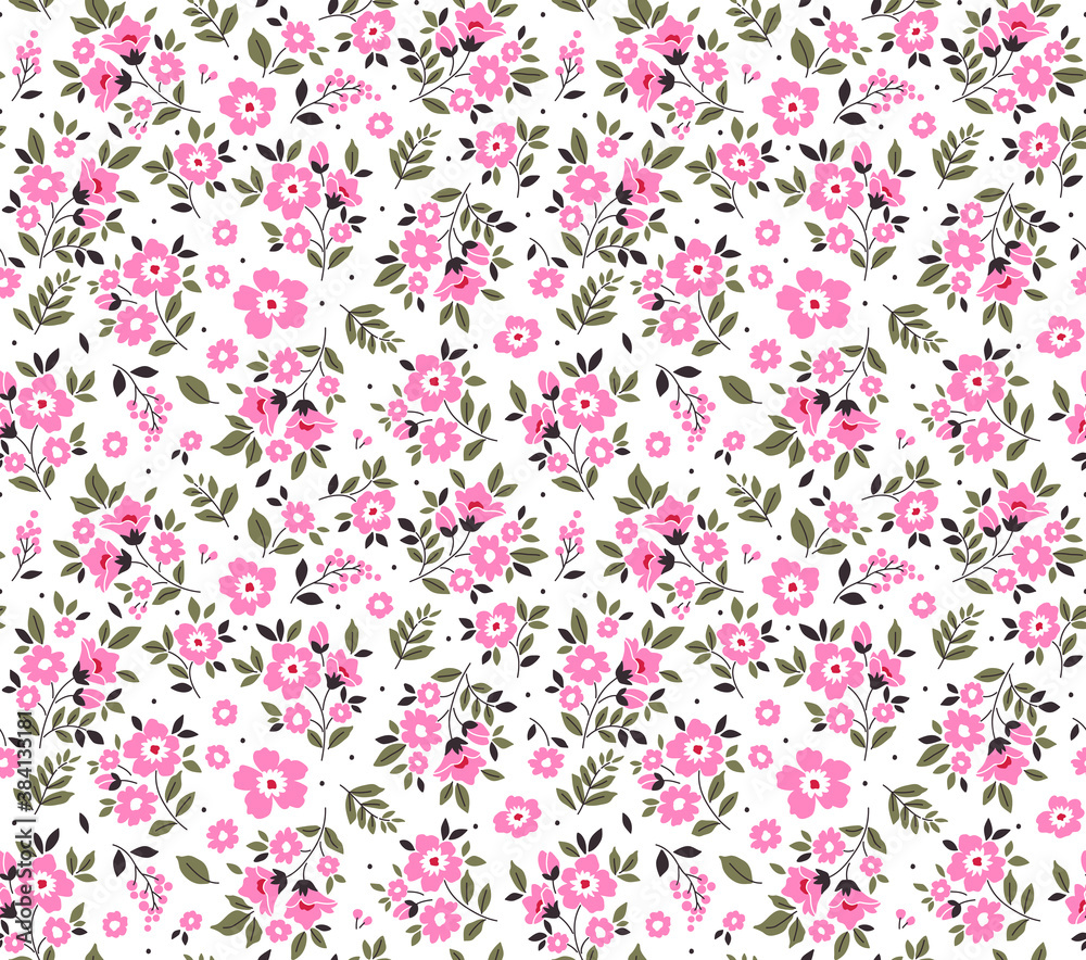 Cute floral pattern in the small flowers. Seamless vector texture. Elegant template for fashion prints. Printing with small pink flowers. White background. Cute floral pattern in the small flowers. Seamless vector texture. Elegant template for fashion prints. Printing with small pink flowers. White background.