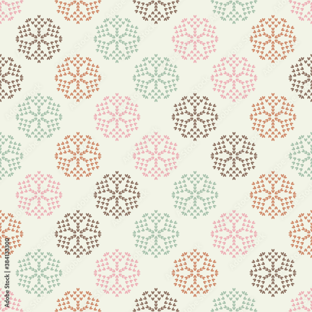 Knitted Christmas decorative snowflakes. Seamless background. Boho style. Vector illustration for web design or print. Knitted Christmas decorative snowflakes. Seamless background. Boho style. Vector illustration for web design or print.