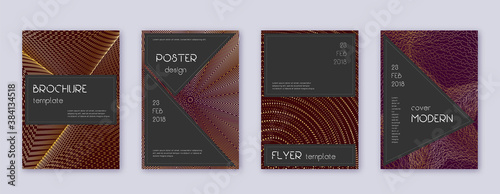 Black brochure design template set. Gold abstract 