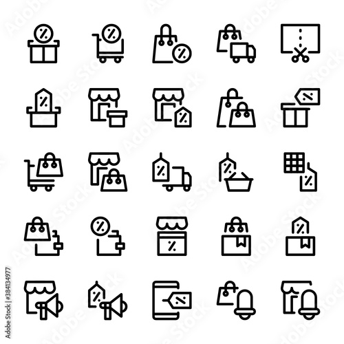 Set of Black Friday, Promotion, Discount outline style icon - vector