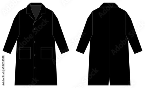 Long coat, trench coat vector template illustration / black photo