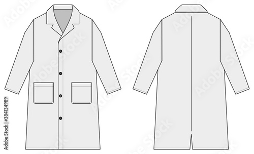 Long coat, trench coat vector template illustration / white photo
