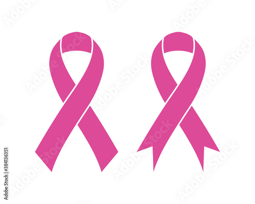 Pink ribbon icon. Breast Cancer Sign. Breast cancer awareness symbol isolated on white background.