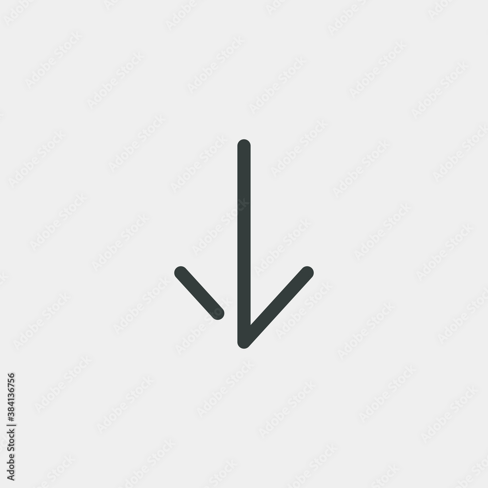 Arrow down icon isolated on background. Direction symbol modern, simple, vector, icon for website design, mobile app, ui. Vector Illustration Arrow down icon isolated on background. Direction symbol modern, simple, vector, icon for website design, mobile app, ui. Vector Illustration