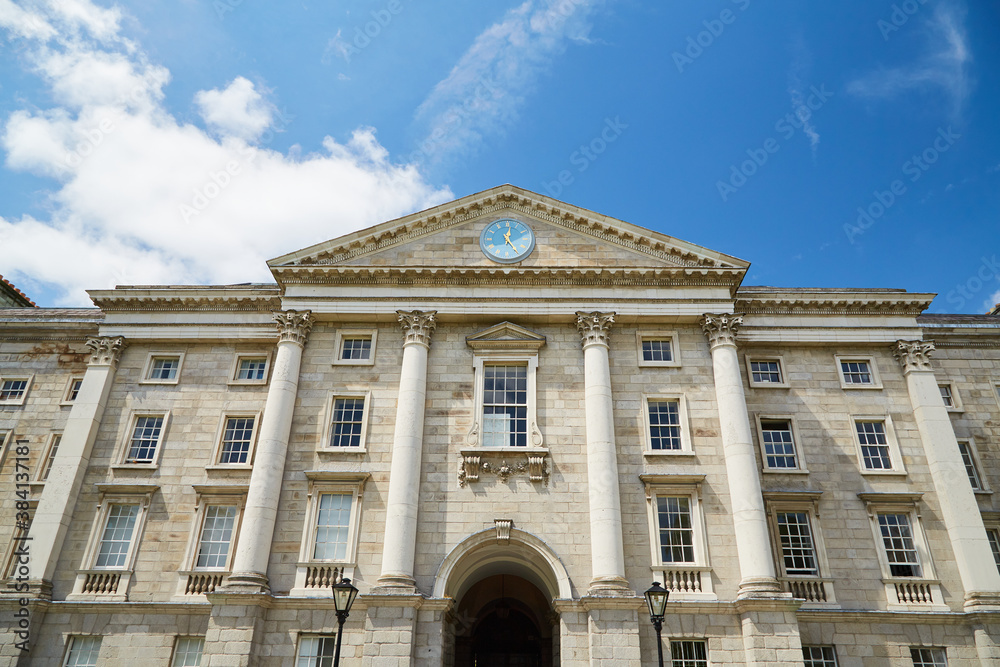 The exterior of Trinity College in Dublin, Ireland