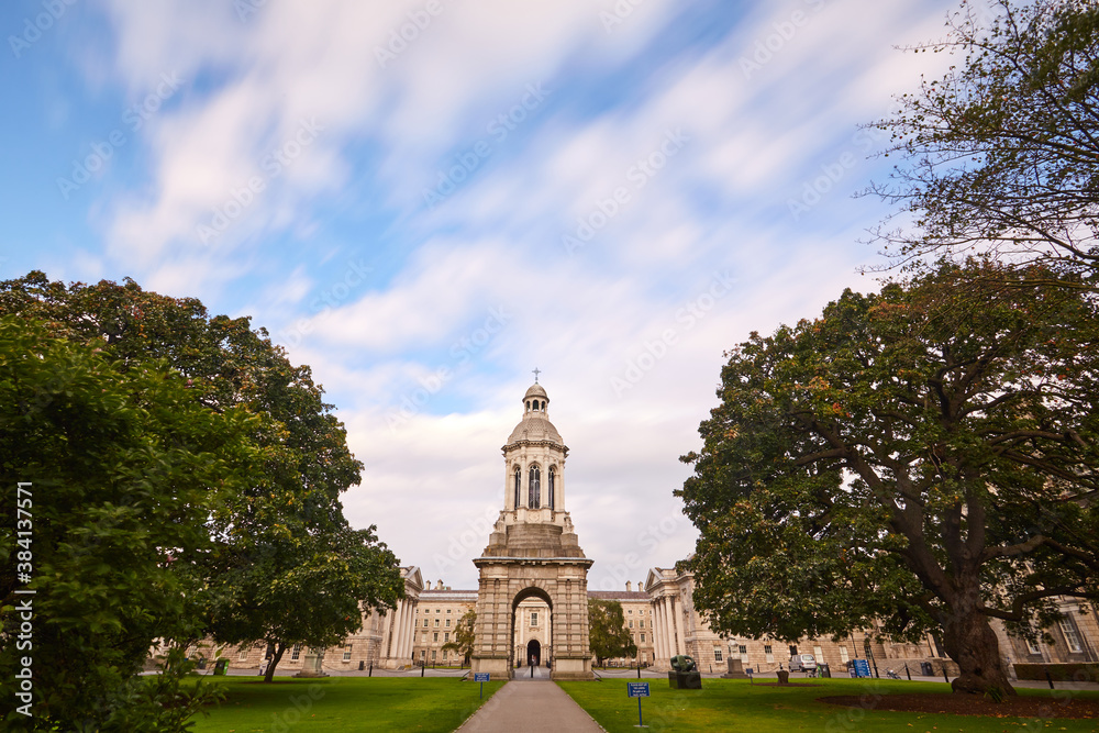 The exterior of Trinity College in Dublin, Ireland