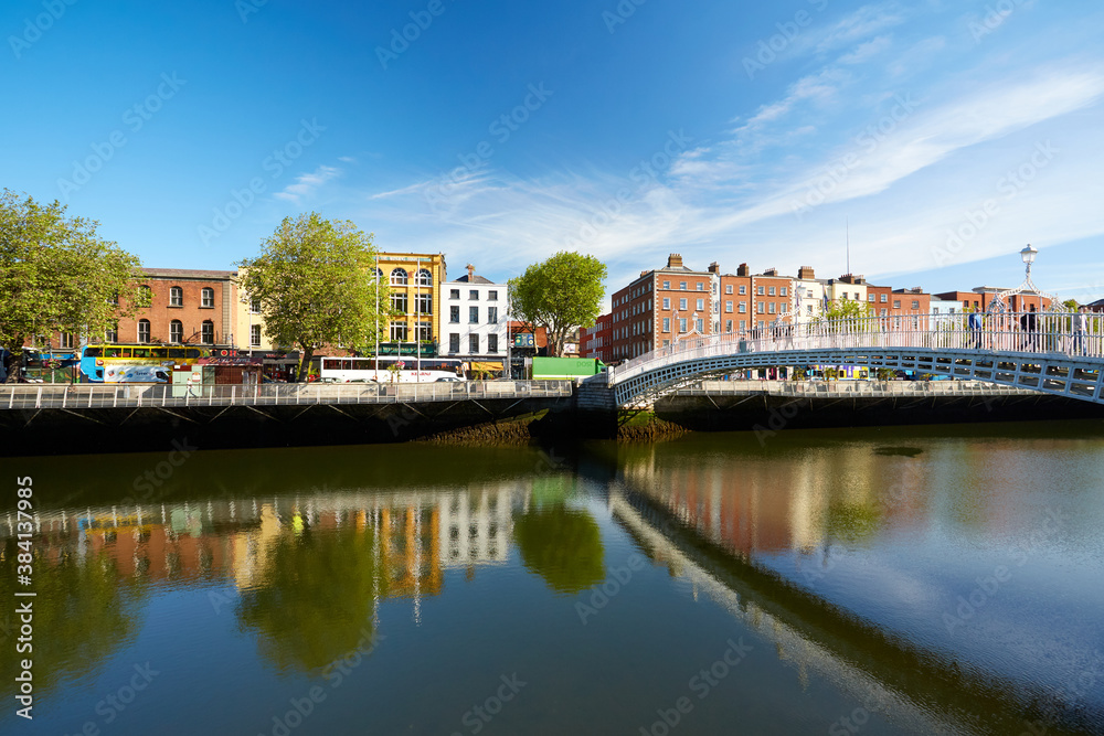 The Ha'penny bridge in Dublin City, Ireland