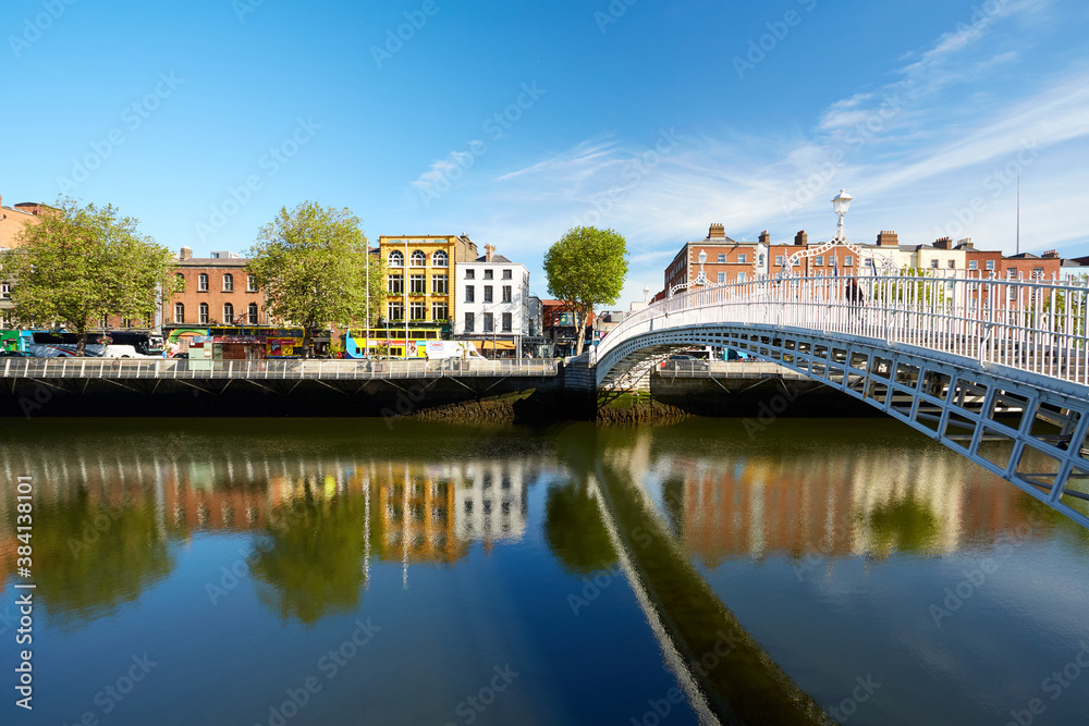 The Ha'penny bridge in Dublin City, Ireland