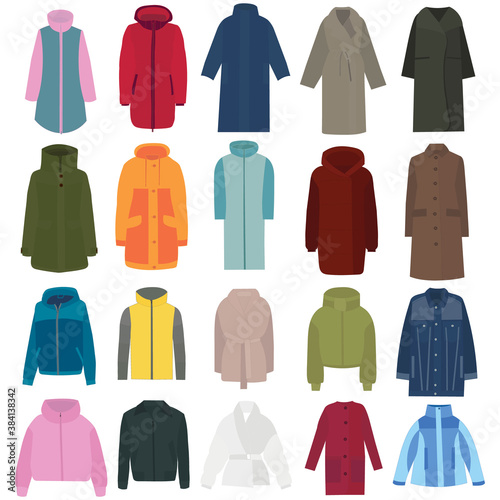 vector  isolated  in flat style coat  jacket set