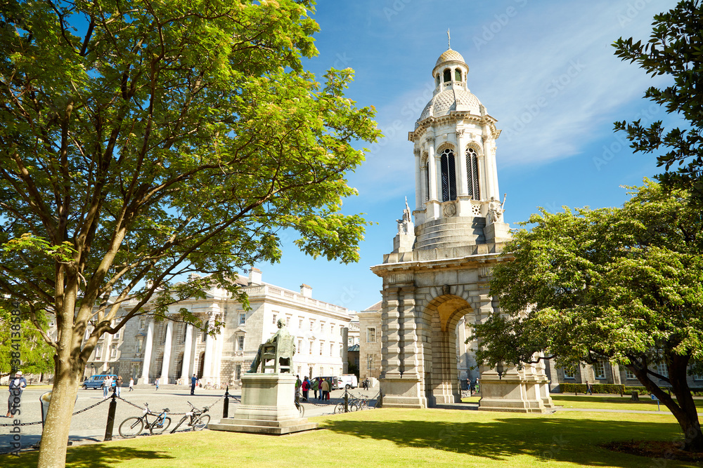 The exterior of Trinity College in Dublin, Ireland