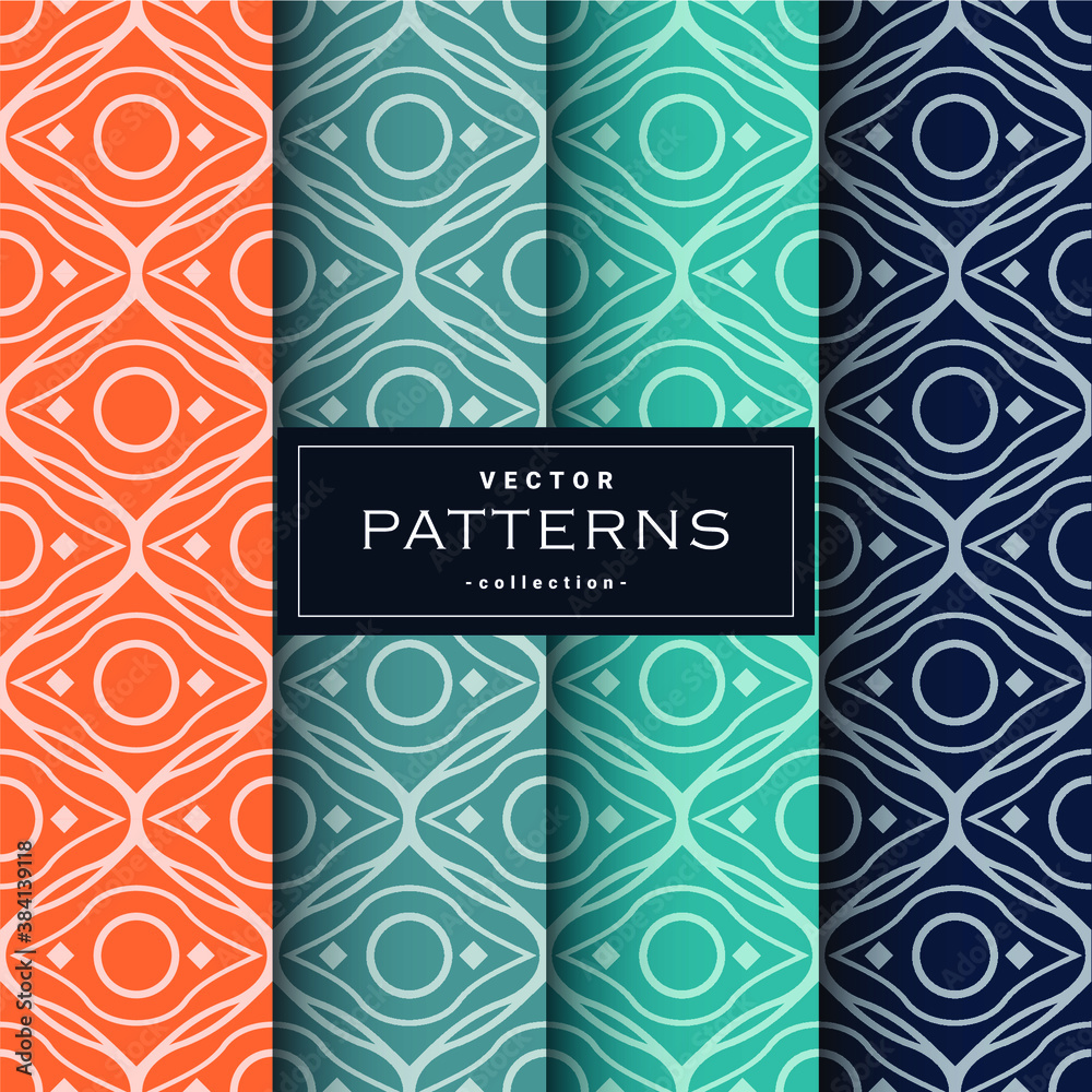 set of seamless pattern in four color