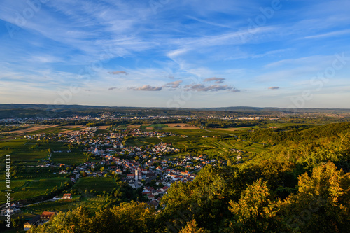 view from the monastery of goettweig to the city of krems and the danube valley in lower austria photo