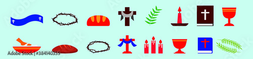 set of christian cartoon icon design template with various models. vector illustration isolated on blue background