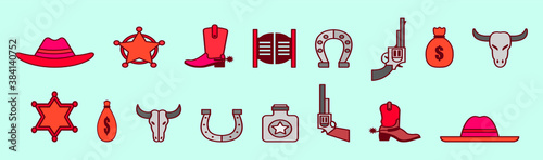 set of rodeo cartoon icon design template with various models. vector illustration isolated on blue background