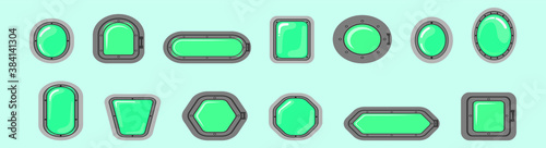 set of portholes cartoon icon design template with various models. vector illustration isolated on blue background
