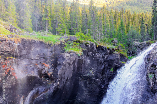 The most beautiful waterfall in Europe. Rjukandefossen in Hemsedal, Norway. photo