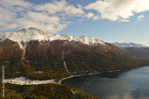 Driving and hiking in the Tierra Del Fuego National Park outside Ushuaia in Argentina