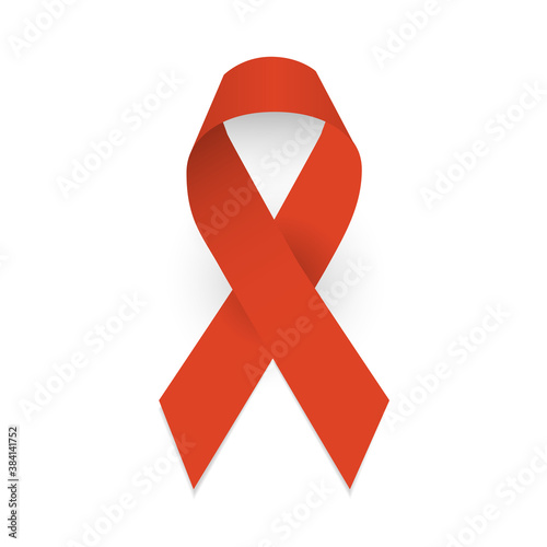 Red awareness ribbon. Symbol of AIDS, prader willi syndrome awareness. International Day of Persons with Disabilities. World aids day. Isolated vector illustration on white background