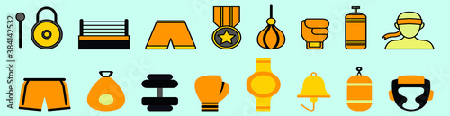 set of muay thai cartoon icon design template with various models. vector illustration isolated on blue background