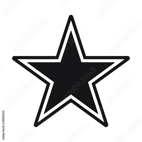 Star shape icon. Vector illustration image. Rating and review symbol with grunge texture. Decoration and advertising sign. Scratch tag and label. Black silhouette isolated on white background.