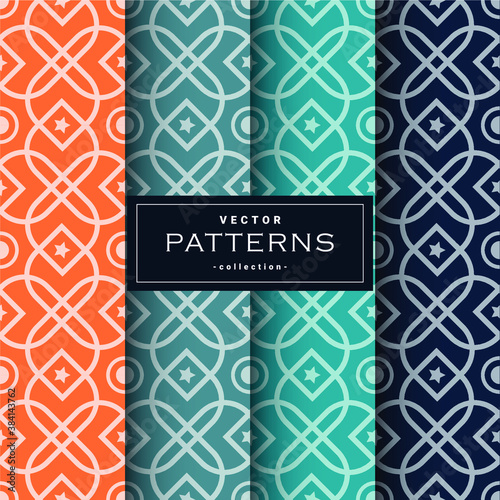 set of seamless patterns with flowers