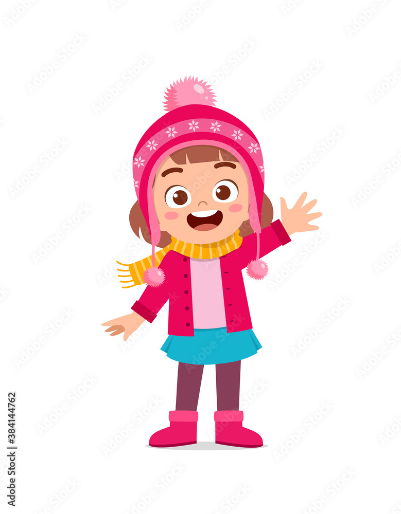 happy cute little kid play and wear jacket in winter season. child smile wearing warm clothes happy cute little kid play and wear jacket in winter season. child smile wearing warm clothes
