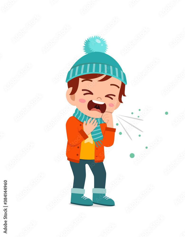 sad cute little kid cough and wear jacket in winter season. child feeling sick wearing warm clothes sad cute little kid cough and wear jacket in winter season. child feeling sick wearing warm clothes