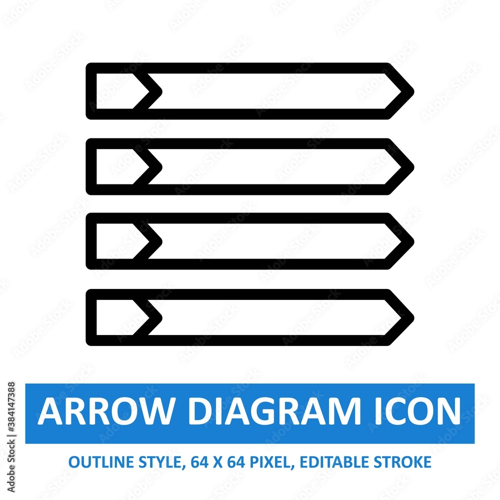 arrow diagram icon outline style on white background. chart and diagram  vector illustration. base 64 x 64 pixels. expanded.