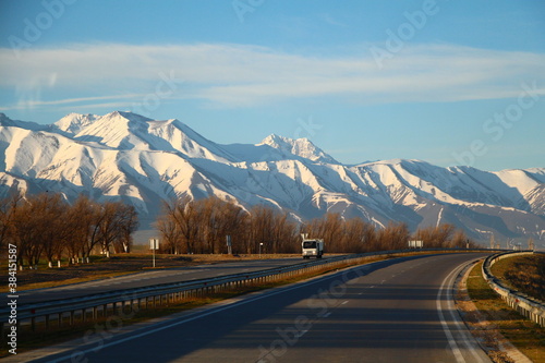 mountain road in the winter