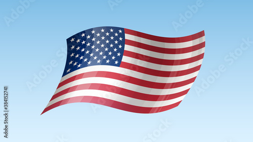 USA flag state symbol isolated on background national banner. Greeting card National Independence Day of the United States. Illustration banner with realistic state flag of America.