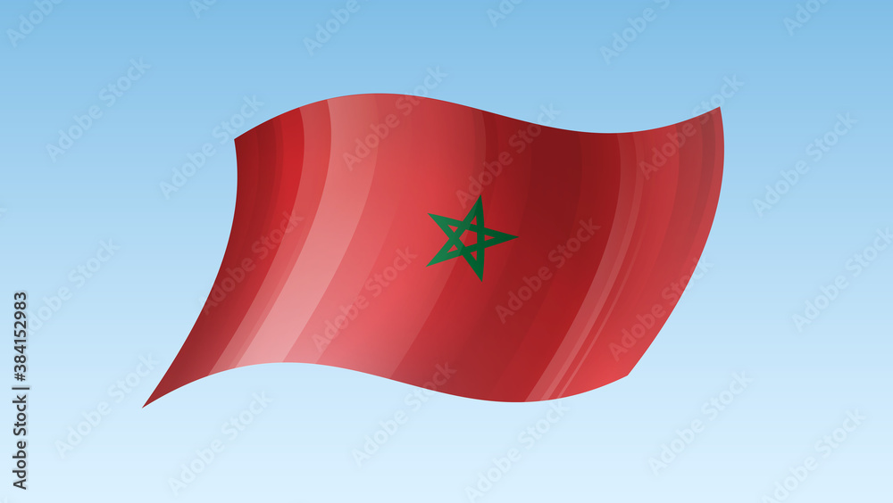 Morocco flag state symbol isolated on background national banner. Greeting card National Independence Day of the Kingdom of Morocco. Illustration banner with realistic state flag. Morocco flag state symbol isolated on background national banner. Greeting card National Independence Day of the Kingdom of Morocco. Illustration banner with realistic state flag.